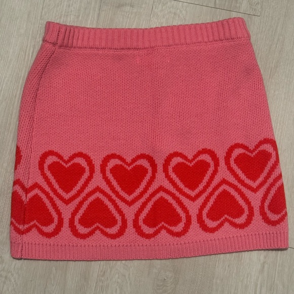 NWT Sugar Thrillz Heart Knit Skirt Red Pink S / XS - Picture 3 of 6